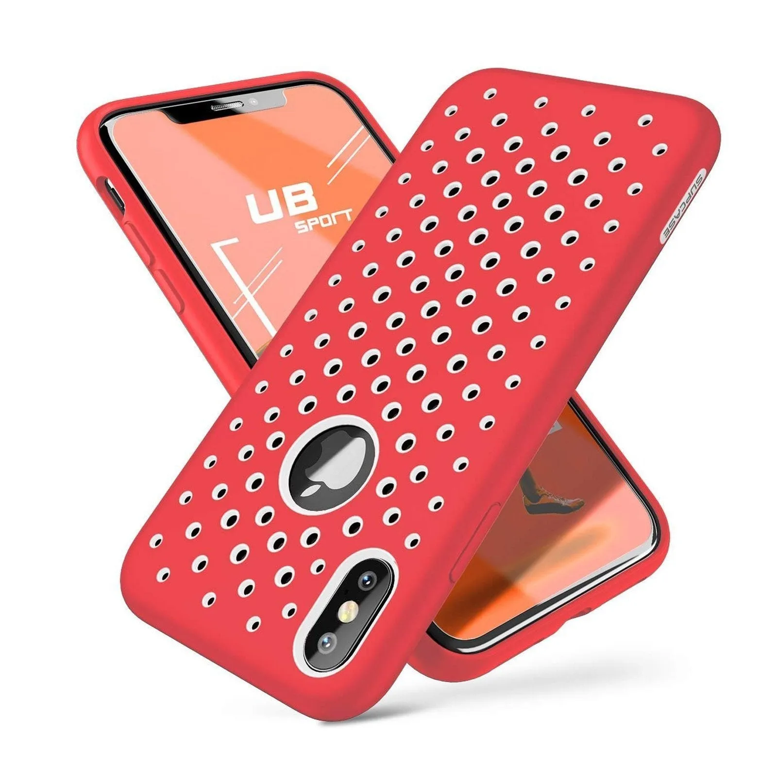 Soft Surface Layer Soft Grip iPhone X / XS Unicorn Beetle Sport Athletic Case-Red
