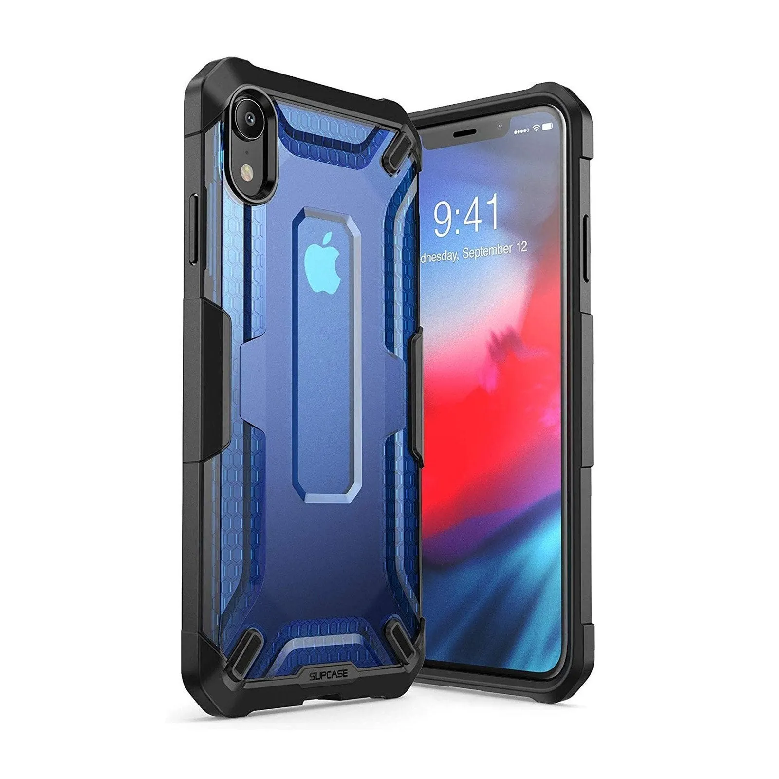 iPhone XR Unicorn Beetle Hybrid Bumper Case-Blue Fashion Texture
