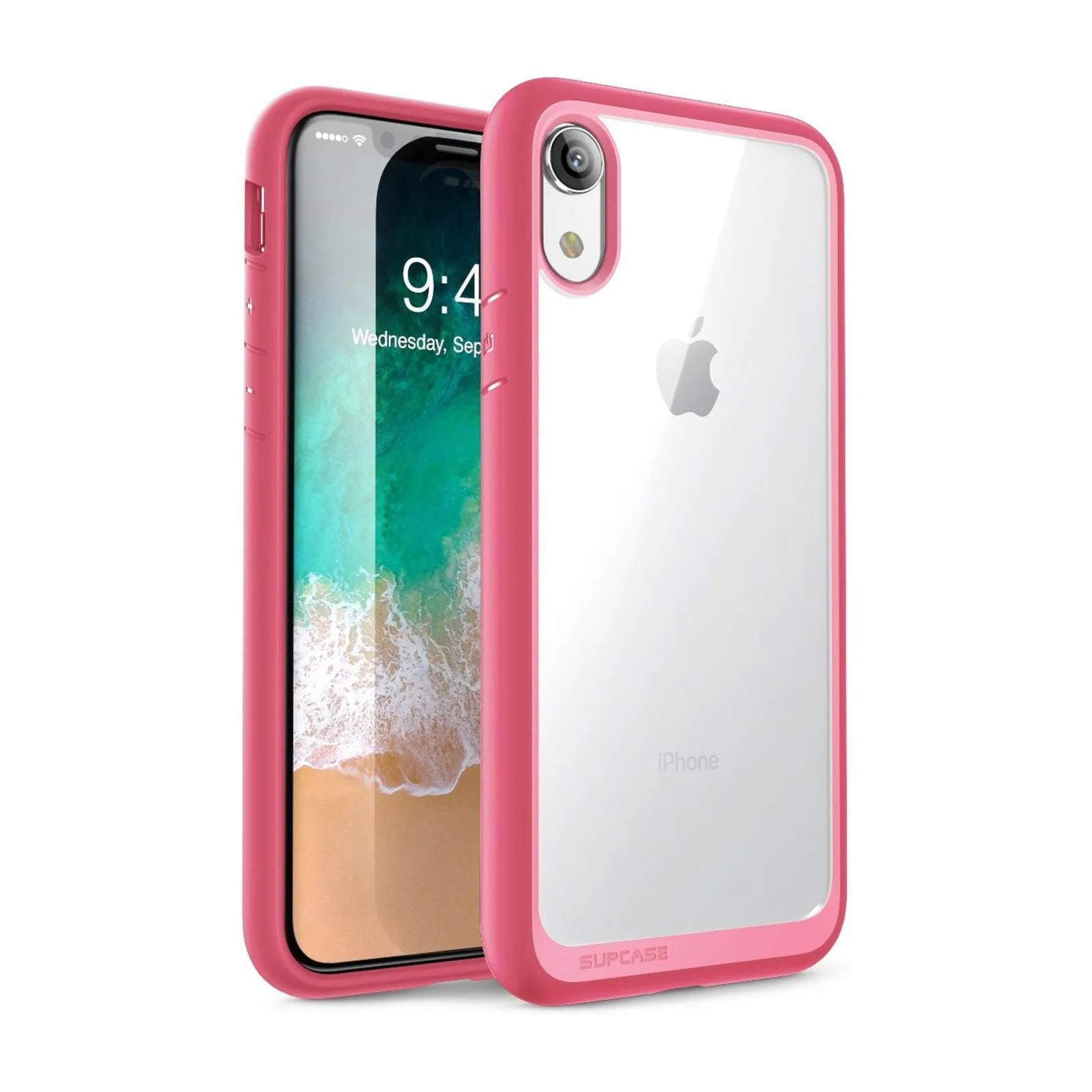 Waterproof Design Office Accessory iPhone XR Unicorn Beetle Style Slim Clear Case-Pink