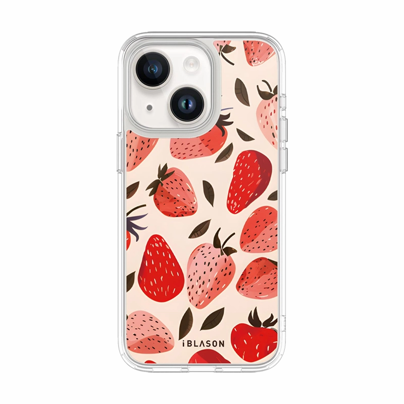 Premium Style iPhone 15 Plus Halo MagSafe Cute Phone Case - Strawberries