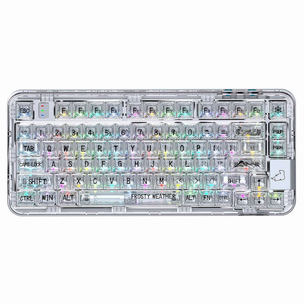 Compact Layout YUNZII CK75 Wireless Transparent Gasket Mechanical Keyboard-Polar Bear