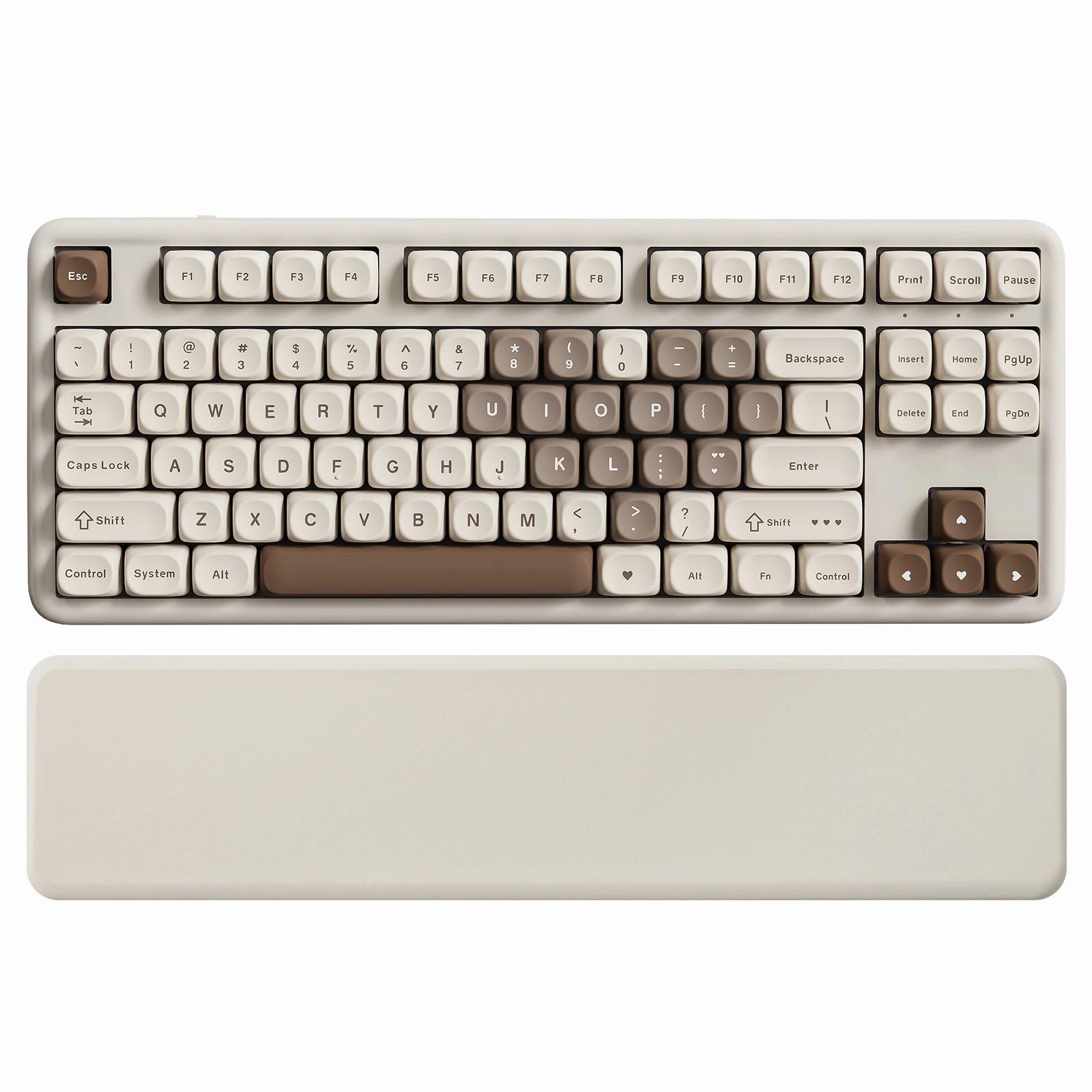 Mechanical Keyboard Student Setup YUNZII B87 Brown Heart QMK/VIA Custom Mechanical Keyboard