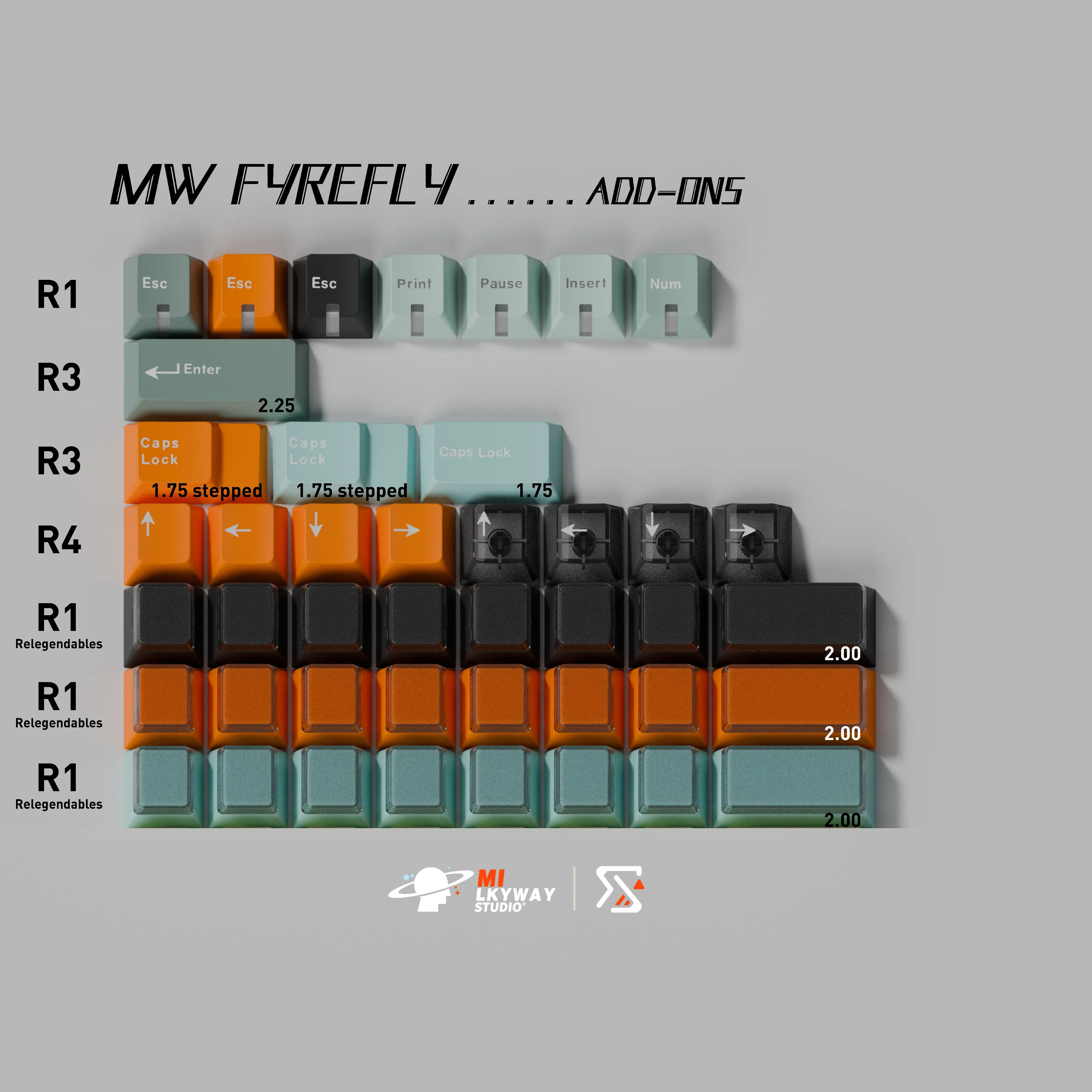 MW FYREFLY PBT DOUBLE-SHOT KEYCAP SET INSTOCK Esports Keyboard