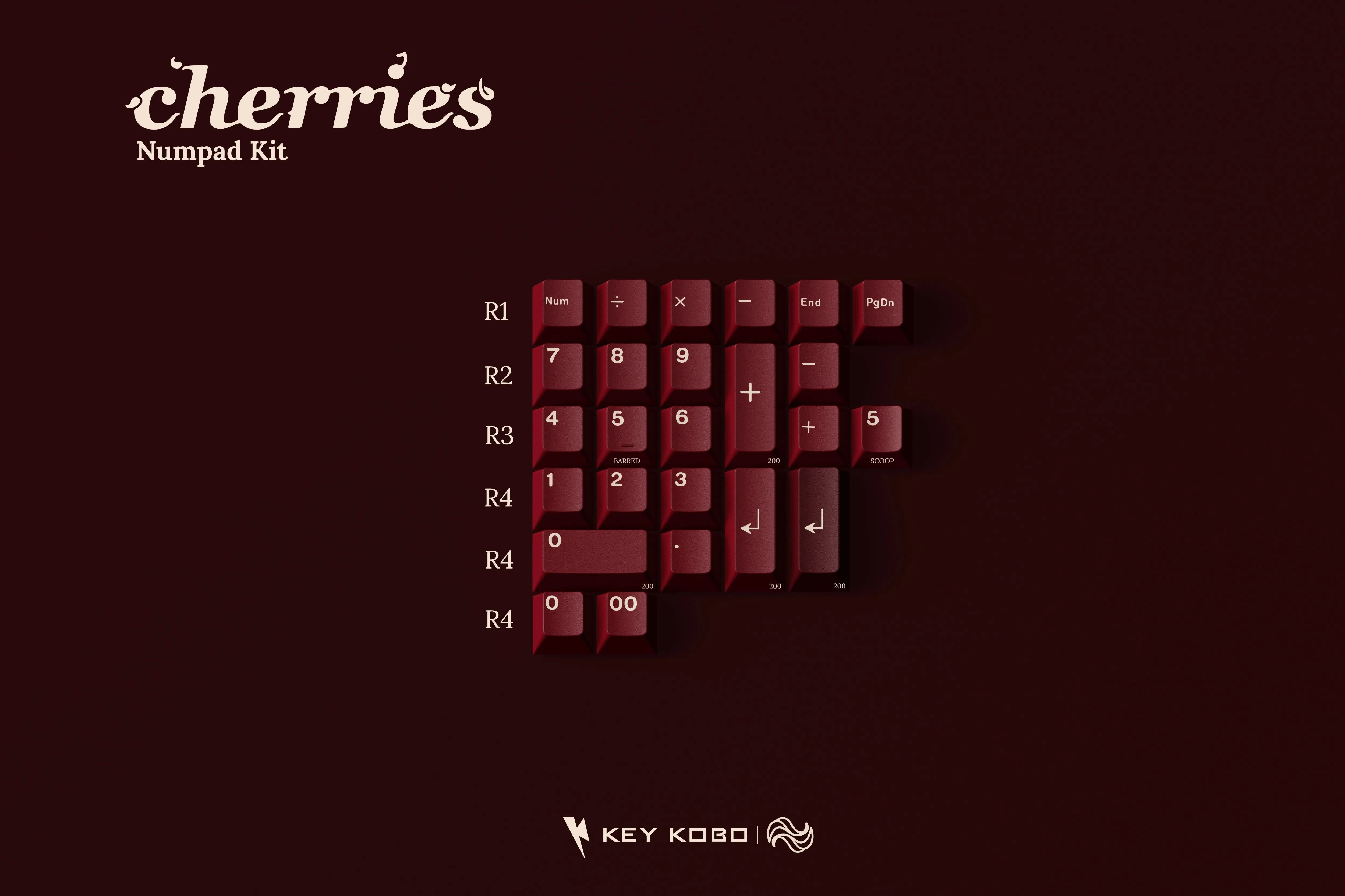 KEYKOBO CHERRIES ABS DOUBLE-SHOT KEYCAP SET Gaming Efficiency Keys Kit
