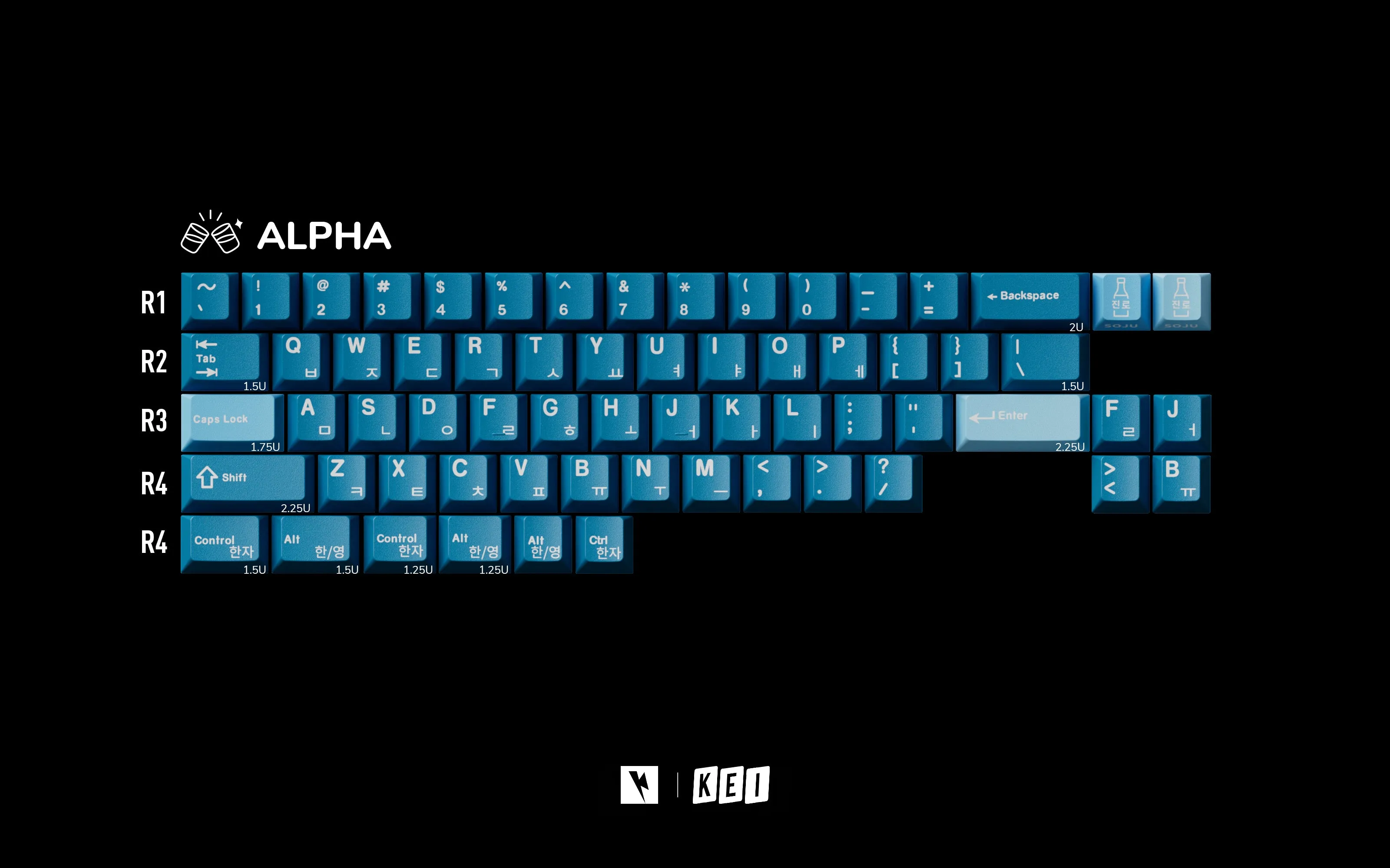 60 Percent Layout Tactile Action Keys KEYKOBO SOJU ABS DOUBLE-SHOT KEYCAP SET R2