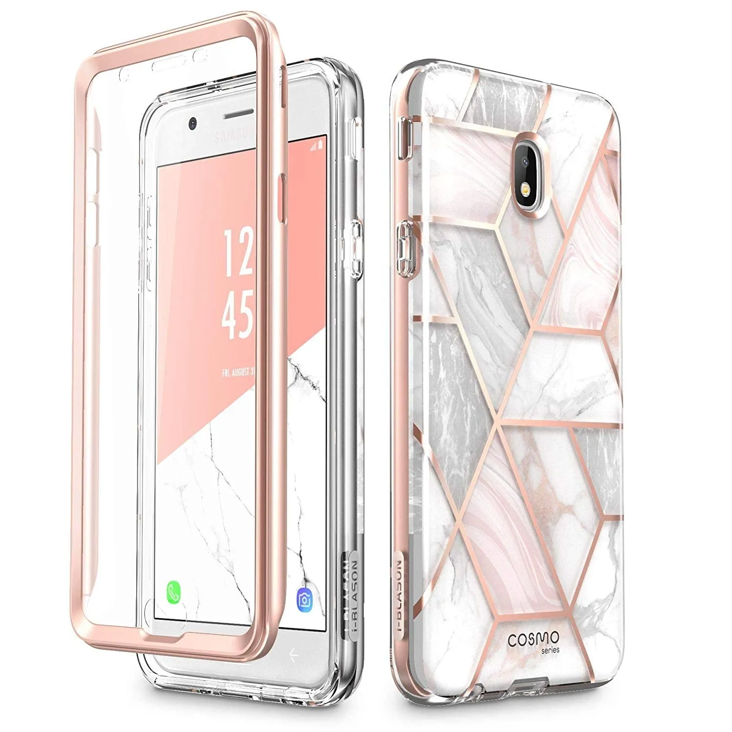 Hybrid Look Galaxy J7 (2018) Cosmo Case - Marble Pink