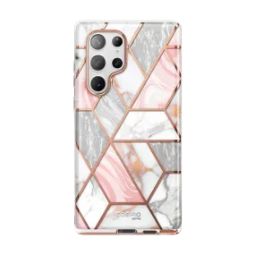 Galaxy S23 Ultra Cosmo Case - Marble Pink Luxury Texture Finish Light Shield