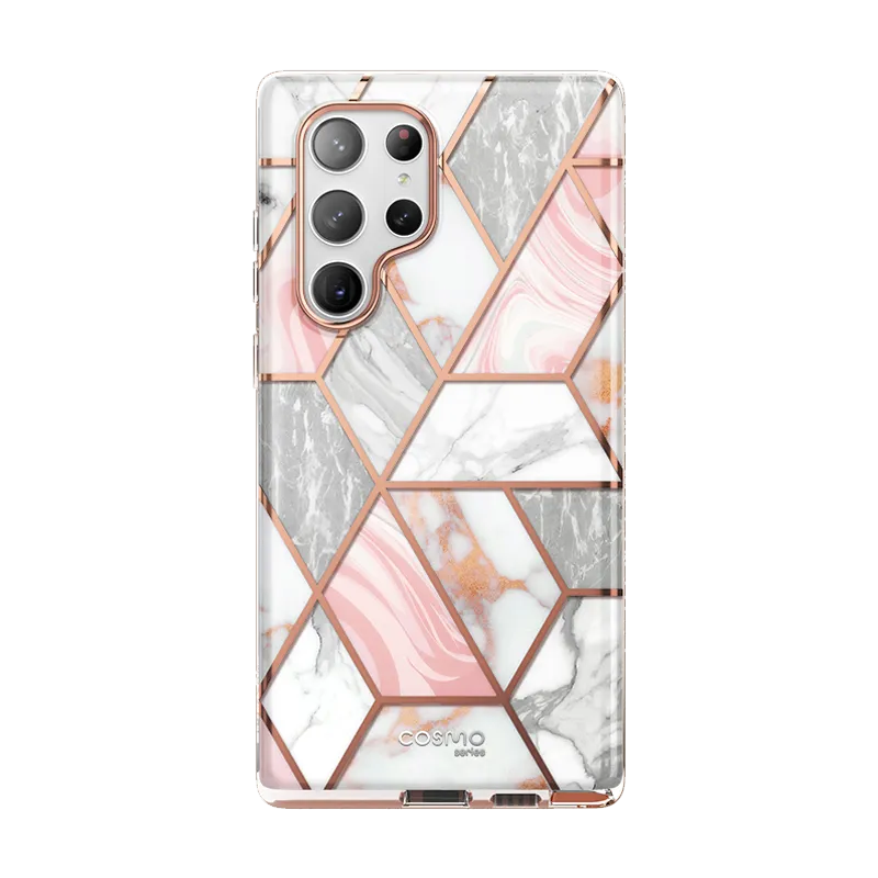 Galaxy S23 Ultra Cosmo Case - Marble Pink Luxury Texture Finish Light Shield