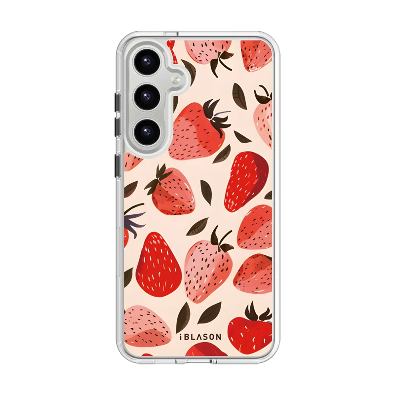 Minimal Build Texture Galaxy S24 Plus Halo MagSafe Cute Phone Case - Strawberries