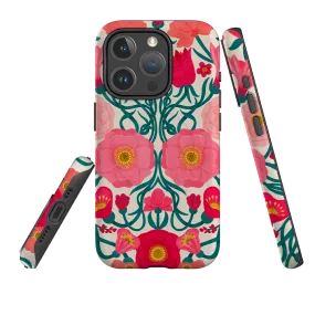 Camera Protection iPhone MagSafe Tough Case -  Cream Flora By Nina Pace