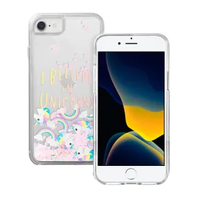 Soft Surface Layer Modern Texture Look Liquid GLITTER UNICORNS case for iPhone SE / 8 /7