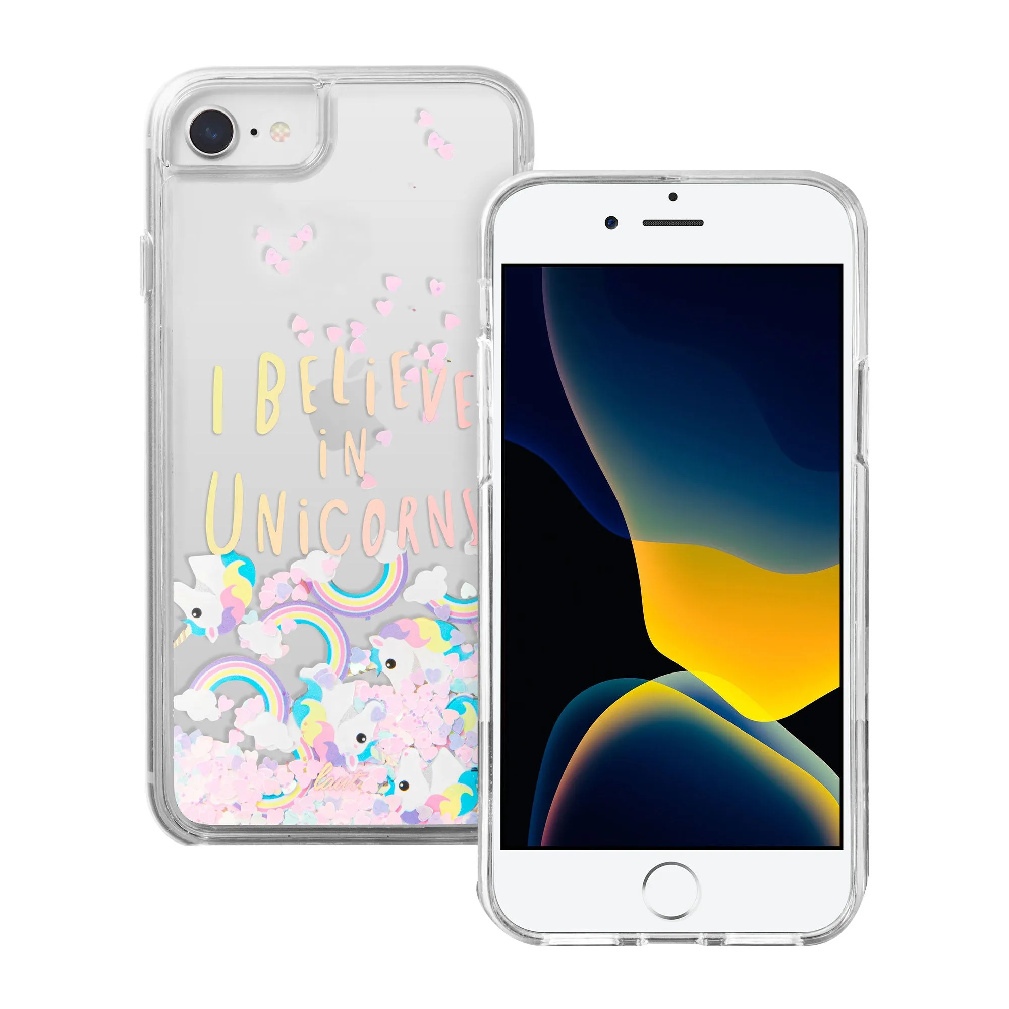 Soft Surface Layer Modern Texture Look Liquid GLITTER UNICORNS case for iPhone SE / 8 /7