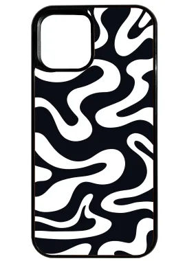 Liquid Swirl in Black and White Phone Case Durable Material Premium Touch