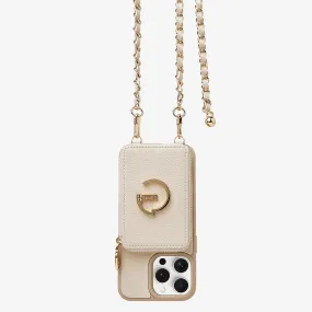 LuxeCharm- Lychee Phone Case with Adjustable Crossbody Chain Strap for iPhone Series Transparent Shell