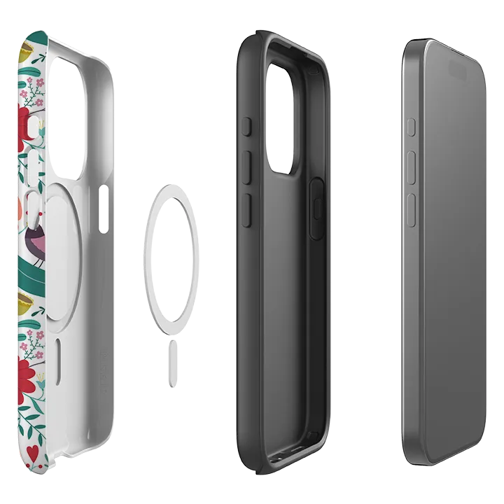 iPhone MagSafe Tough Case -  Bird Pattern IV By Suzy Taylor Hybrid Edge Finish Transparent Edge