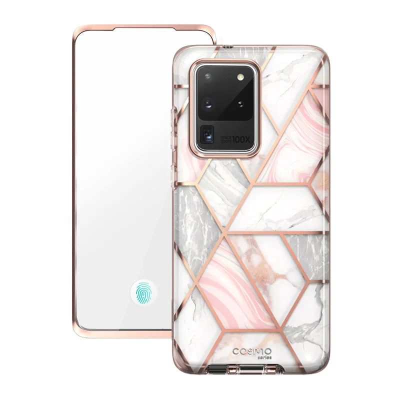 Soft Touching Protective Build Texture Galaxy S20 Ultra Cosmo Case (with Screen Protector) - Marble Pink