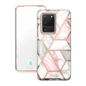 Soft Touching Protective Build Texture Galaxy S20 Ultra Cosmo Case (with Screen Protector) - Marble Pink