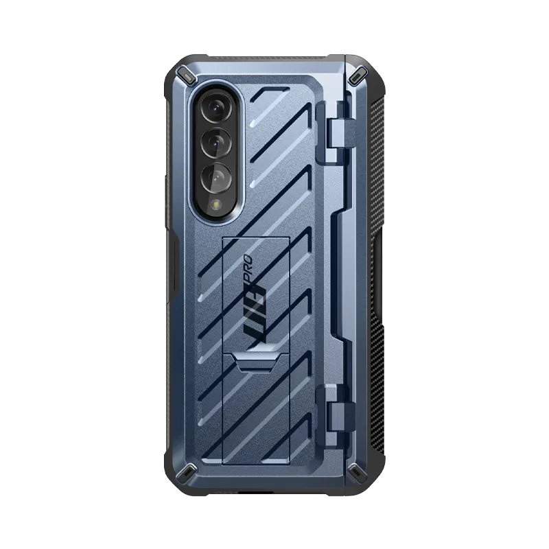 Galaxy Z Fold4 Unicorn Beetle PRO Rugged Case with S-Pen Holder-Metallic Blue Hybrid Build Texture