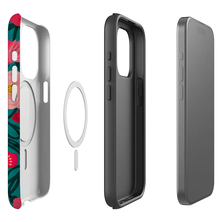 iPhone MagSafe Tough Case -  Blue Floral By Nina Pace Soft Edging Light Structure