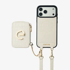 Crocodile Design Set- Detachable Wireless Charging Crossbody E-stand Wallet Phone Case Set Matte Pattern