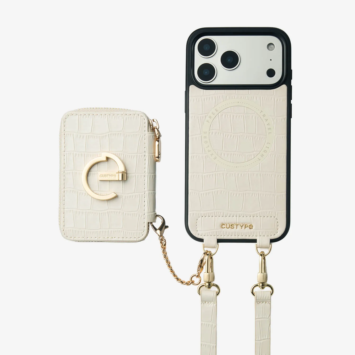 Crocodile Design Set- Detachable Wireless Charging Crossbody E-stand Wallet Phone Case Set Matte Pattern