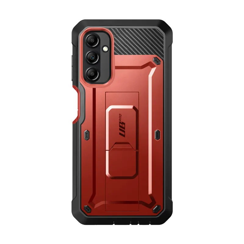 Galaxy A14 Unicorn Beetle Pro Rugged Holster Case-Metallic Red Grip Safe Protective Pattern