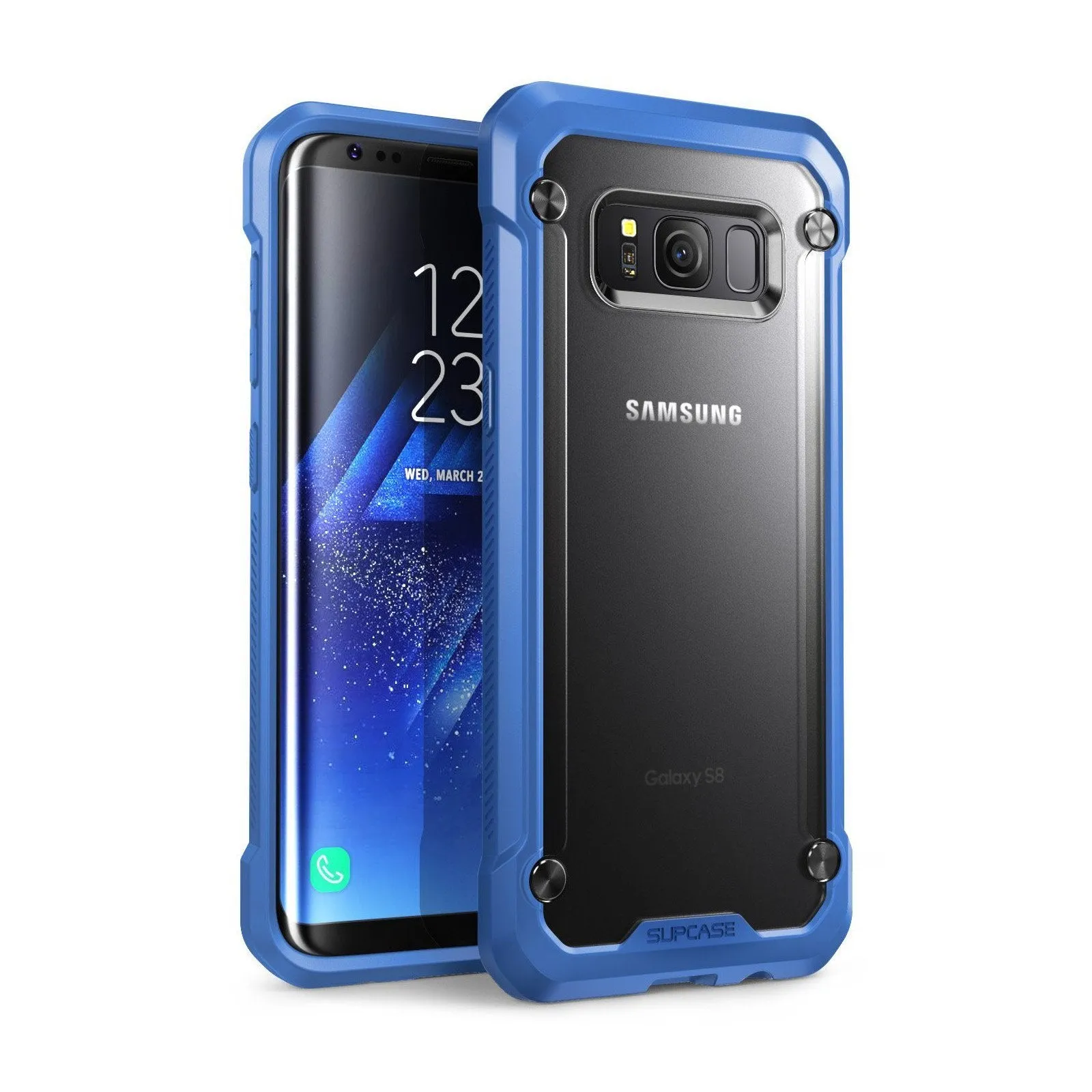 Galaxy S8 Unicorn Beetle Hybrid Protective Bumper Case-Blue Simple Texture Luxury Layer Texture