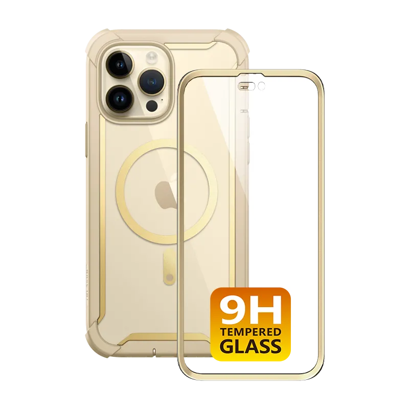 iPhone 14 Pro Ares Mag with Tempered Glass  Case - Gold Everyday Style Comfort Detail
