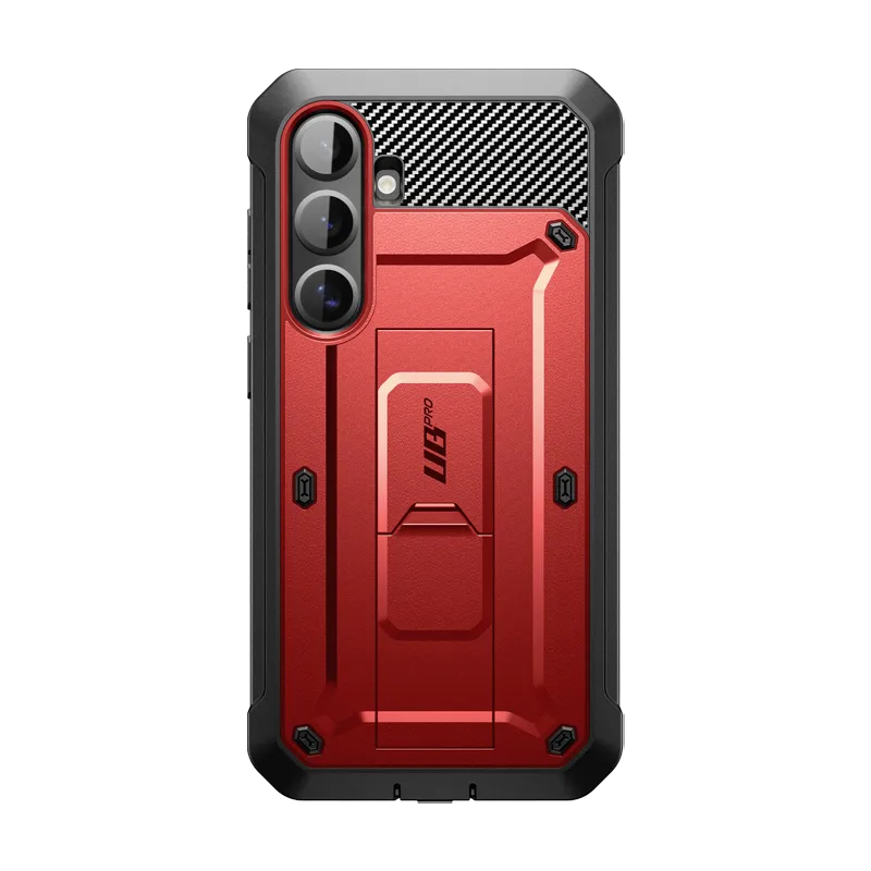 Glossy Finish Look Rugged Frame Design Galaxy S25 Unicorn Beetle PRO Rugged Case-Metallic Red