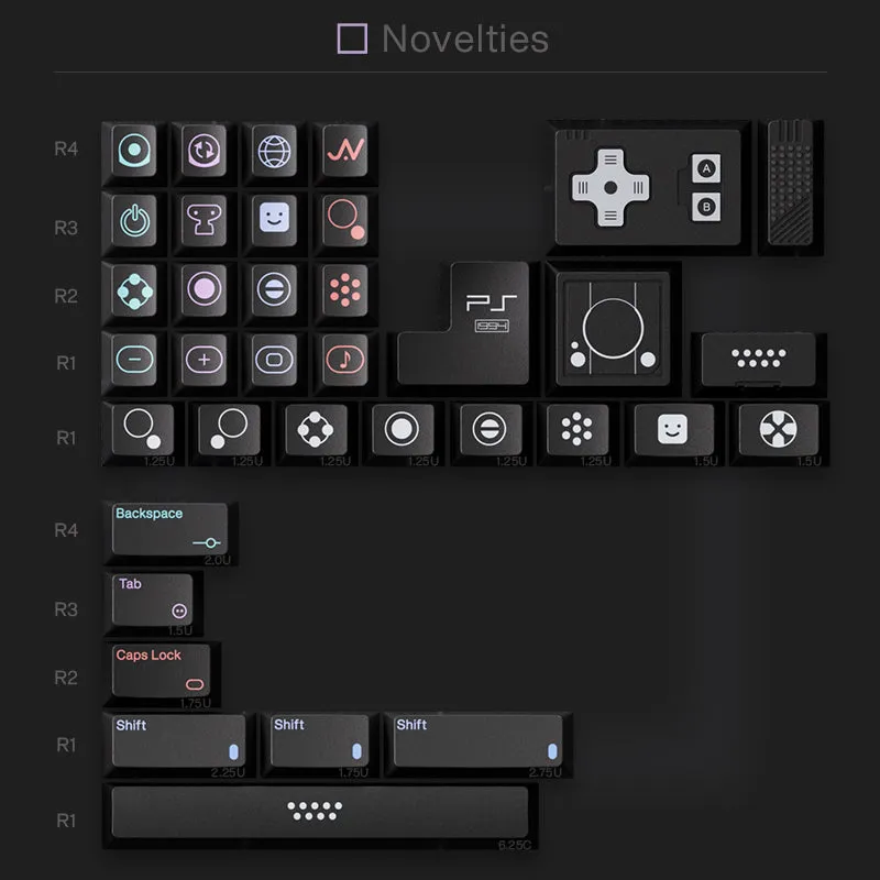 80 RETROS PS1994 PBT ABS KEYCAP SET Mechanical Keypad Portable Palm Support Pad