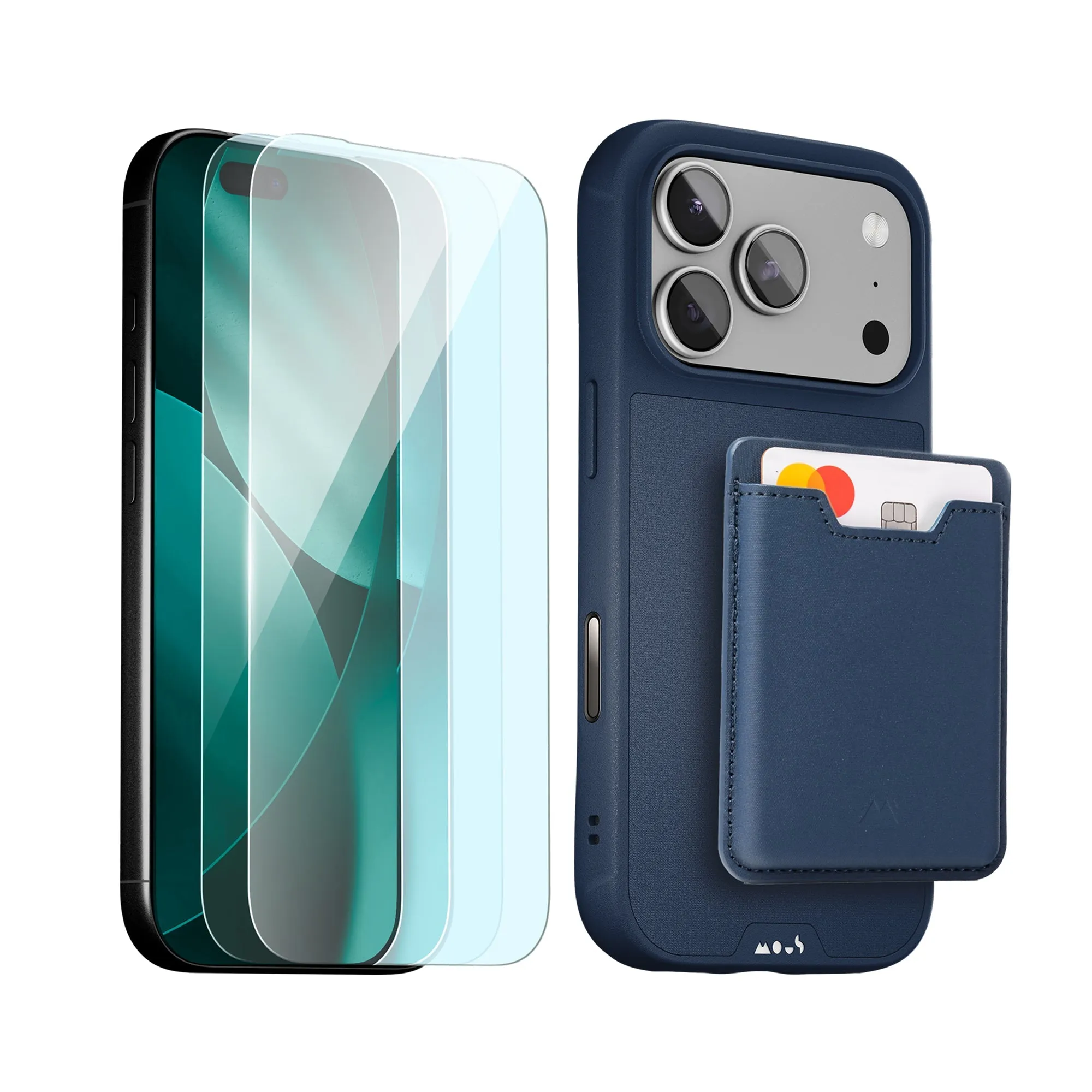 Marine Protective Case, Screen Protector and Card Wallet - iPhone Starter Kit Fingerprint Shield