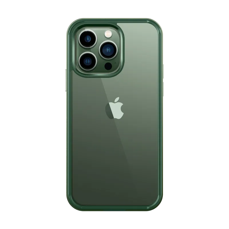 iPhone 13 Pro Max 6.7 inch Unicorn Beetle Edge Clear Bumper Case-Dark Green Impact Cushion Soft Surface Design