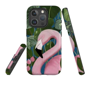 Stylish frame Durable Texture iPhone MagSafe Tough Case - Flamingo By Bex Parkin