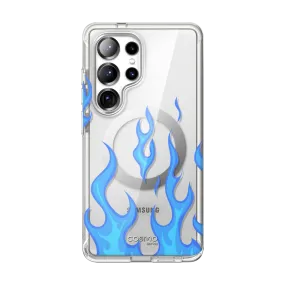 Hand Friendly Hybrid Form Galaxy S25 Ultra Cosmo Cute Case -Blue Flame