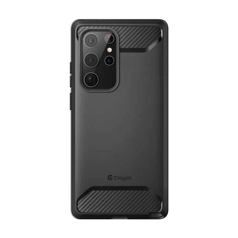 Clayco Samsung Galaxy S22 Ultra Xenon Full-Body Rugged Case with Screen Protector-Black Durable Texture