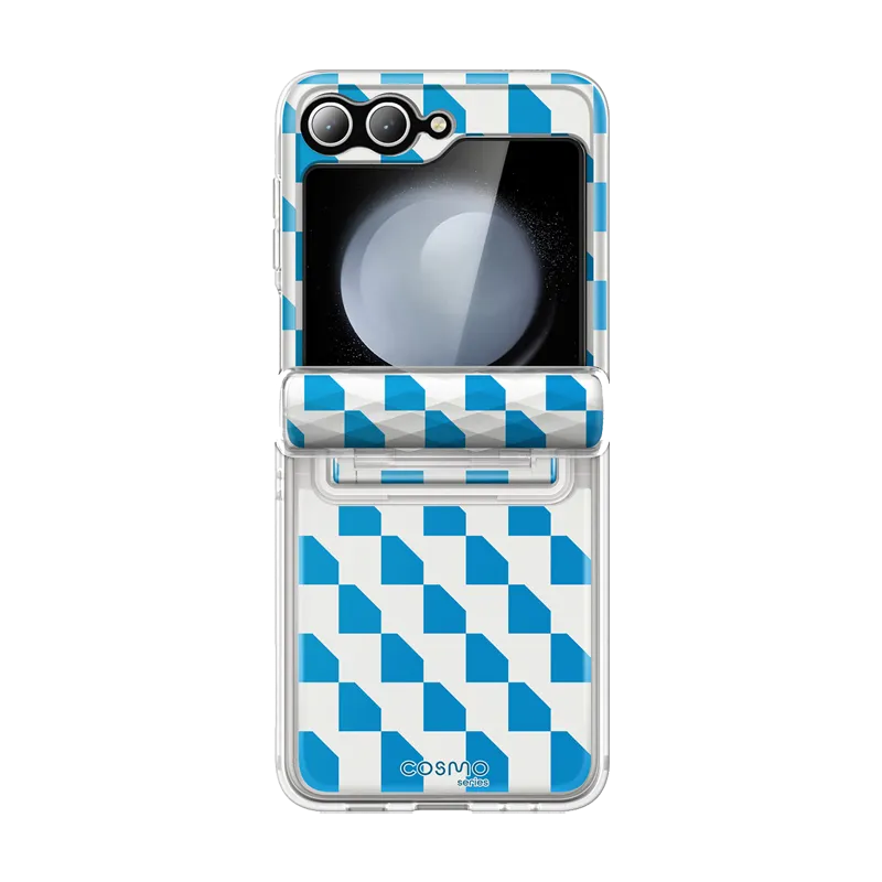 Galaxy Z Flip6 Cosmo - Blue Checker Flexible Texture Luxury Pattern