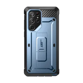 Galaxy S22 Ultra Unicorn Beetle PRO Rugged Case-Metallic Blue Smooth Texture Pattern