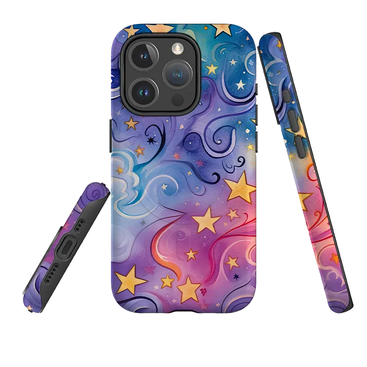 Strong Frame Matte Texture Layer iPhone MagSafe Tough Case - Rainbow Stars II