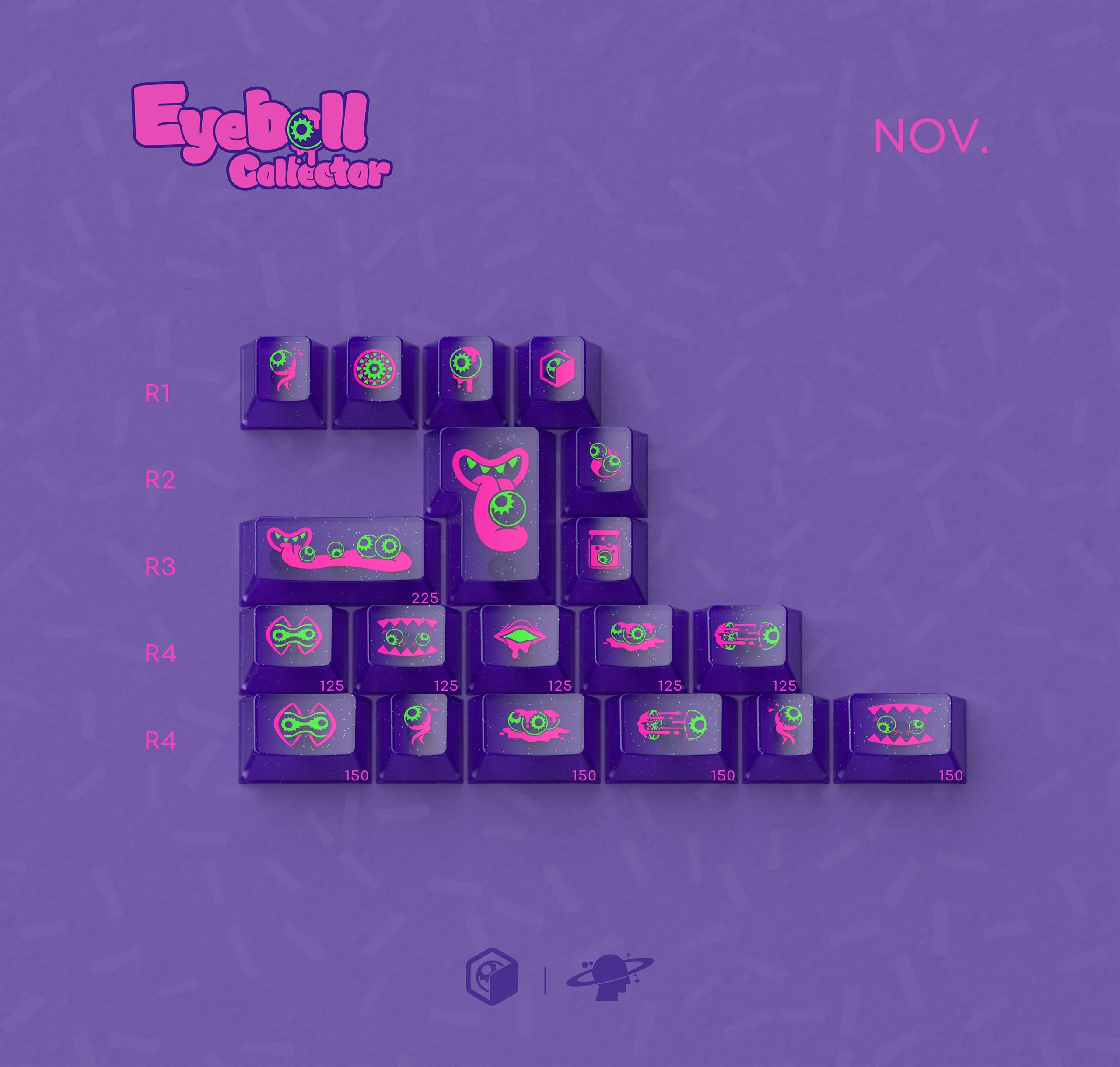 Mechanical Gaming Setup Desk Layout Optimization MW Eyeball Collector ABS Keycap Set (Instock)