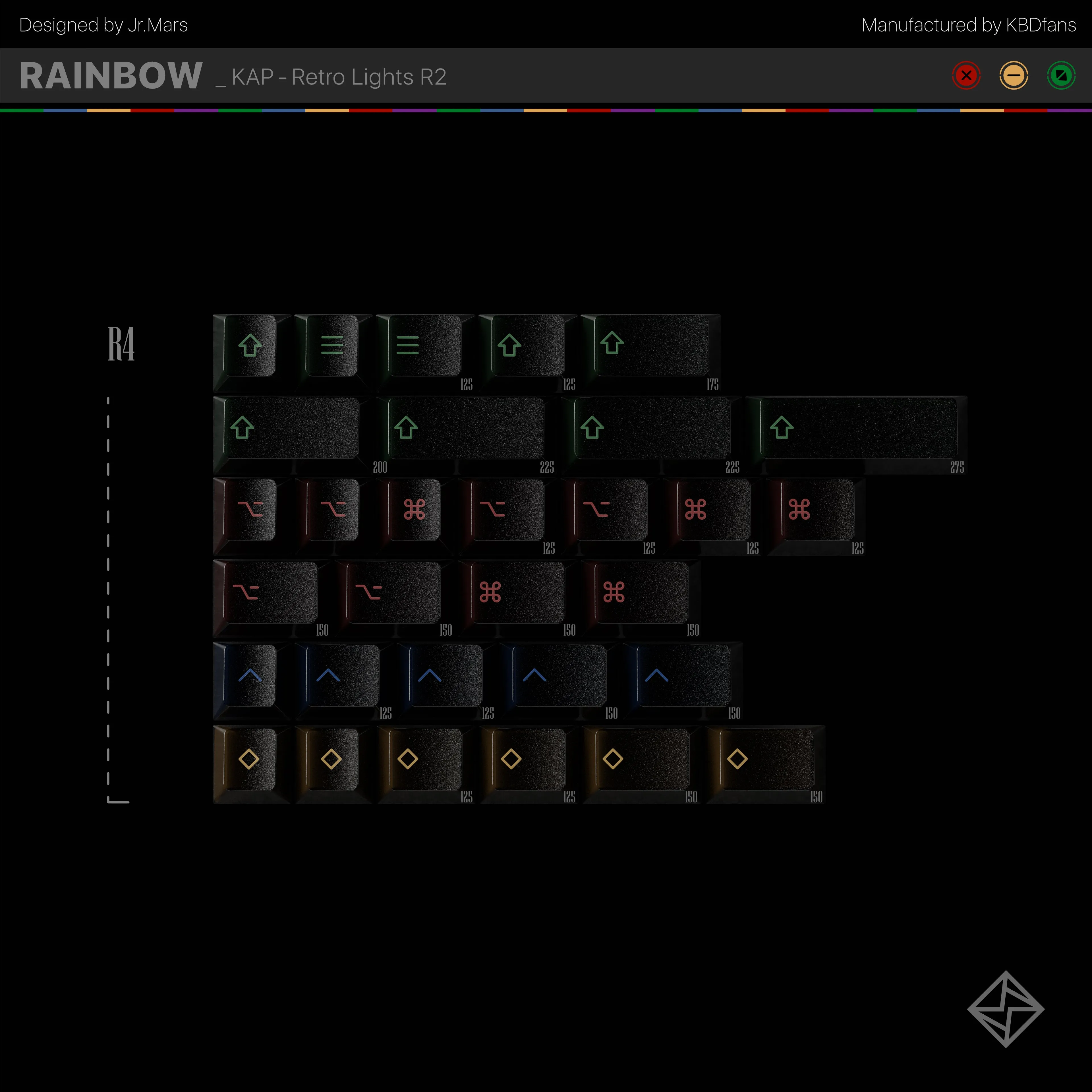 PBTFANS RETRO DARK LIGHTS R2 ABS KEYCAP SET RGB Breathing Effects