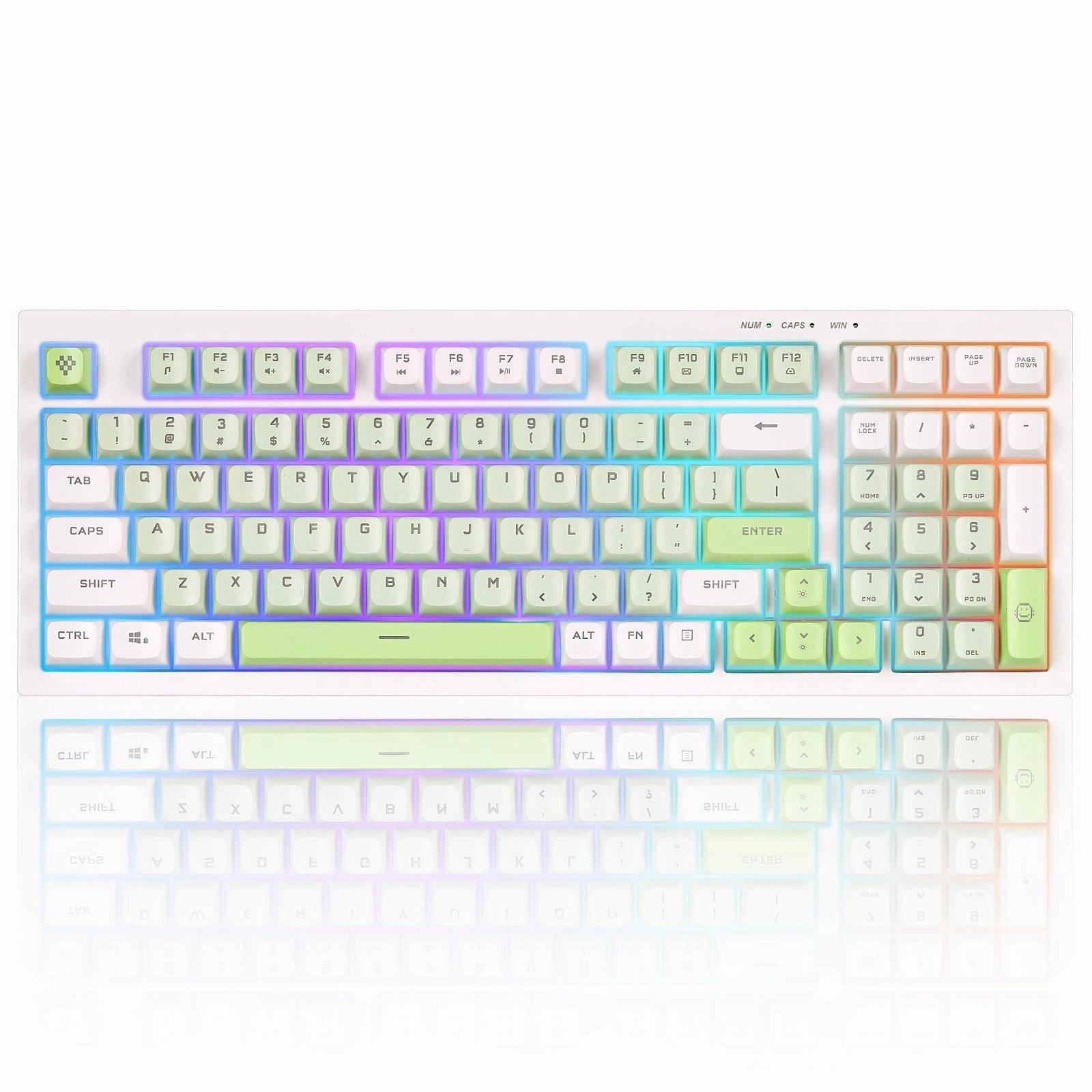 Keycap Puller Clicky Gaming Keys Setup YUNZII D98 White Wired RGB Membrane Keyboard