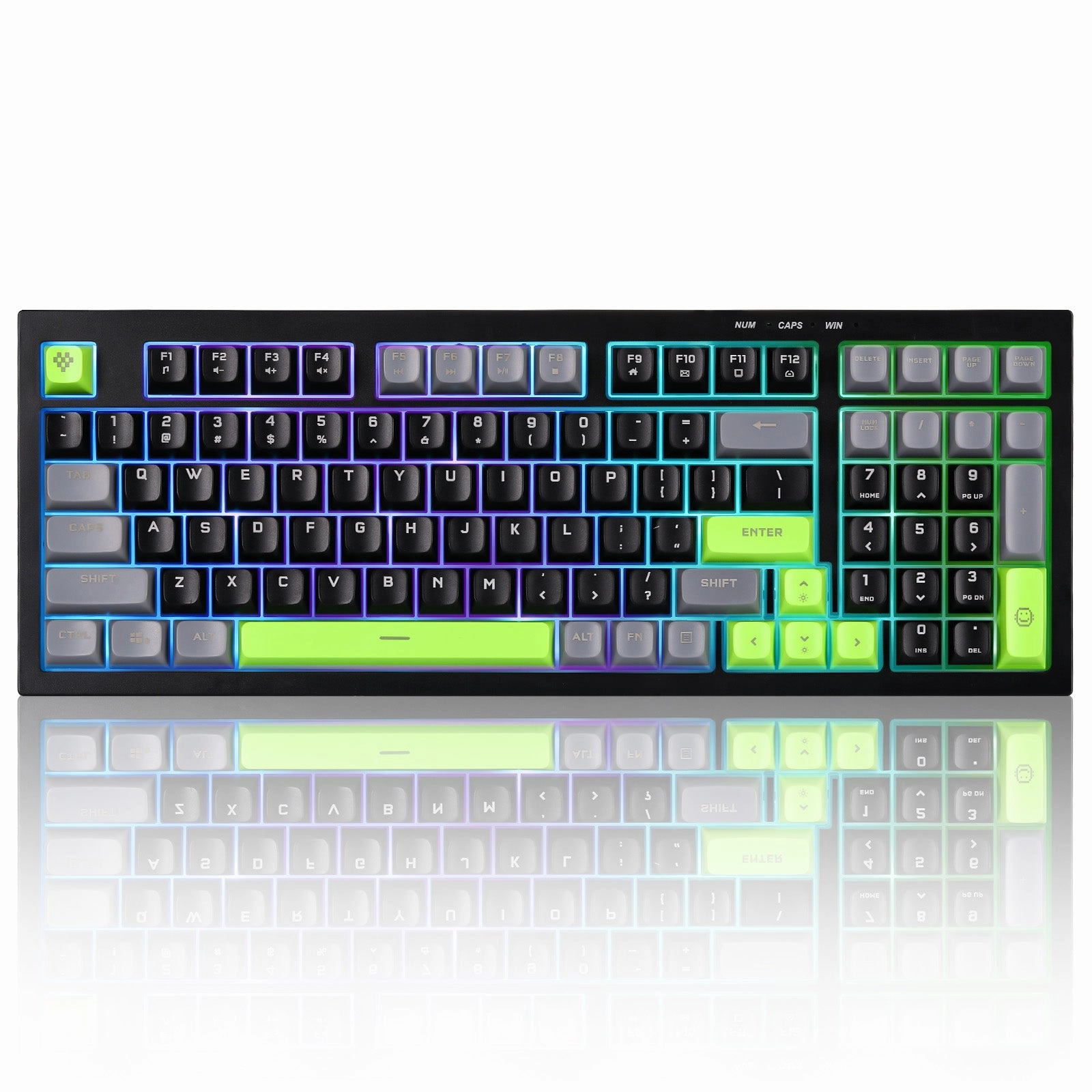 YUNZII D98 White Wired RGB Membrane Keyboard Brass Weighting Build Kit Custom Key Mapping