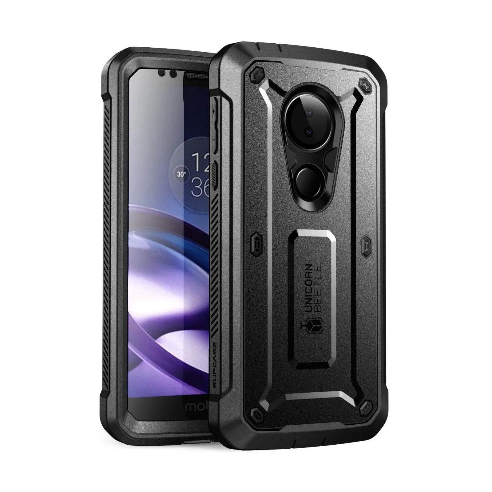 Moto G6 Play Unicorn Beetle Pro Rugged Case with Holster-Black Matte Surface