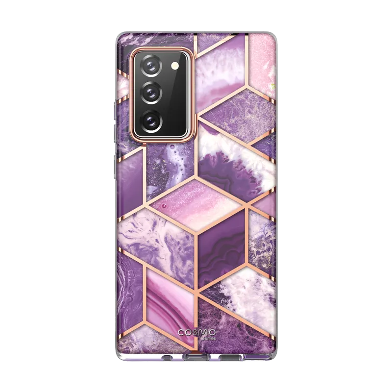 Galaxy Note20 Cosmo Case - Marble Purple Grip Finish Smooth Design