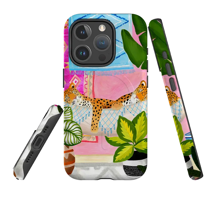 iPhone MagSafe Tough Case - Leopards in Hammock By Bex Parkin Smooth Edges