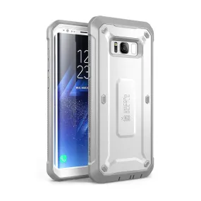 Flexible structure Light Edge Galaxy S8 Plus Unicorn Beetle Pro Full Body Holster Case with Screen Protector-White