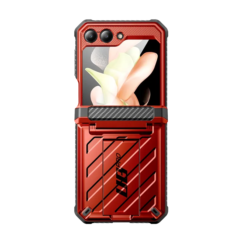 Galaxy Z Flip5 Unicorn Beetle PRO Rugged Case with Belt Clip-Metallic Red Trendy Look Polished Layer