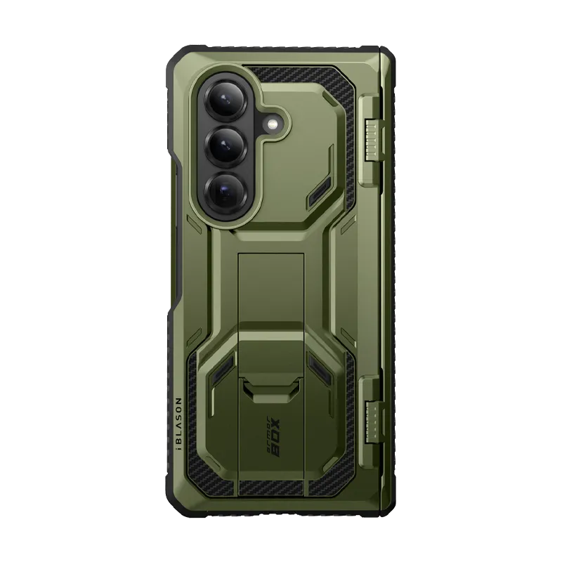Galaxy Z Fold7 Armorbox Rugged Phone Case - Dark Green Luxury Edge Texture Matte Surface