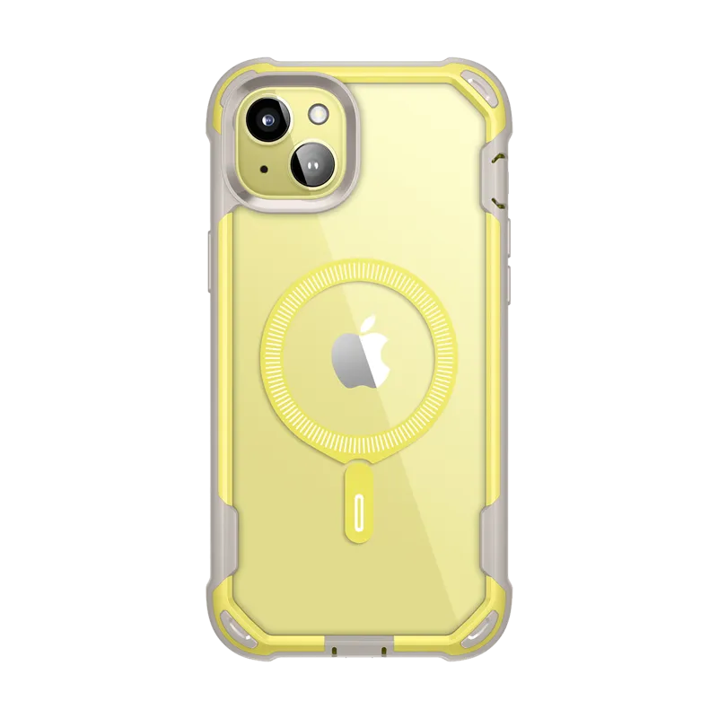 Clear Back Stylish Detail iPhone 15 Plus Ares Mag Case - Yellow