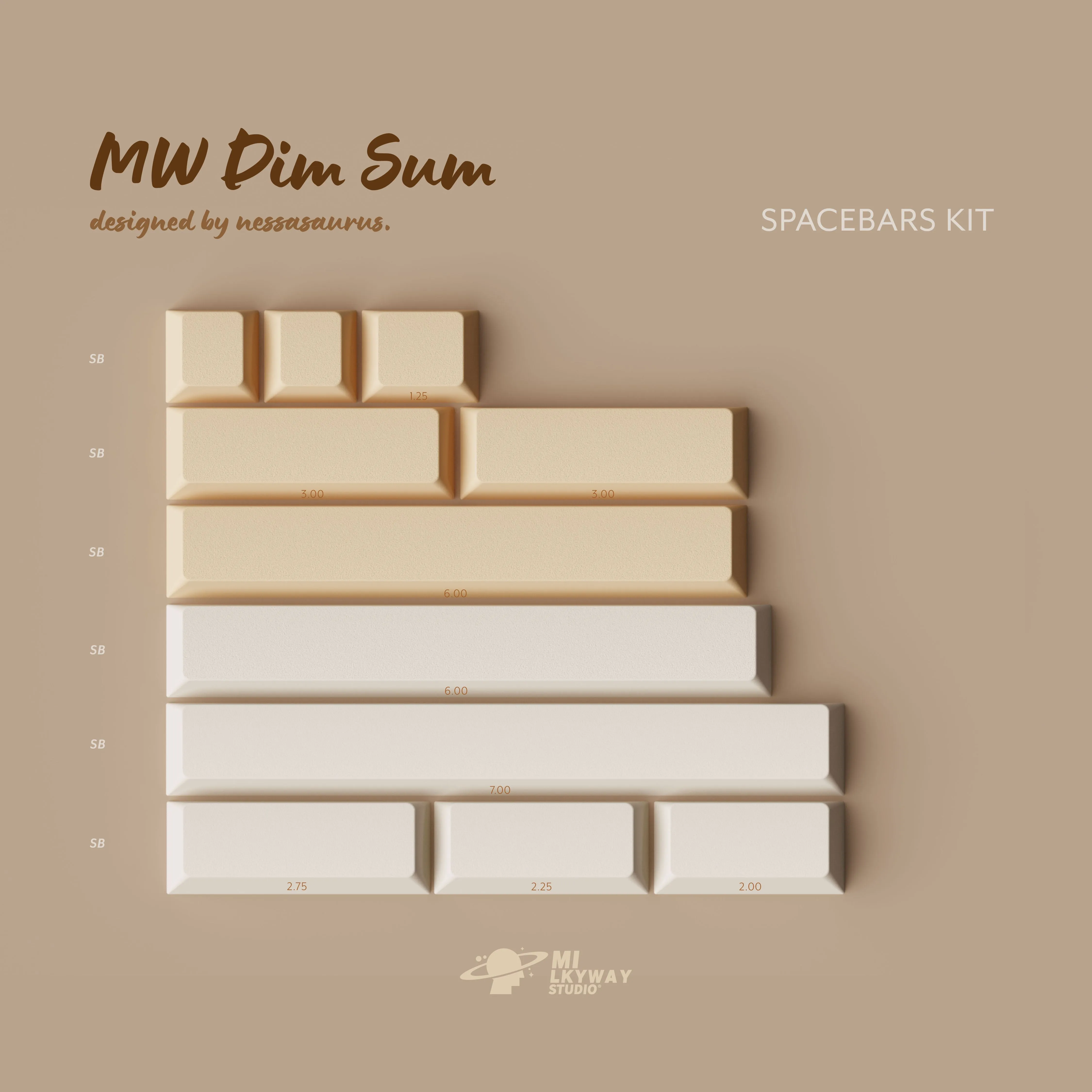 MW Dim Sum PBT Dye-Sub Keycap Set (Instock) Laptop Companion Brass Plate